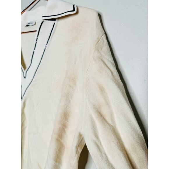 SANDRO Off-White Wool Knit Long Sleeve Retro Prep Alizia Sweater Size 3 - Picture 11 of 13